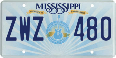 MS license plate ZWZ480