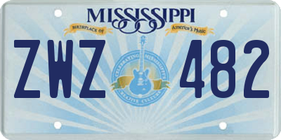 MS license plate ZWZ482