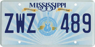 MS license plate ZWZ489