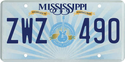 MS license plate ZWZ490