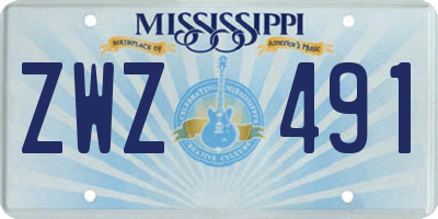 MS license plate ZWZ491