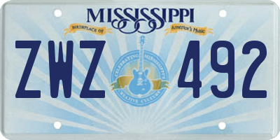 MS license plate ZWZ492