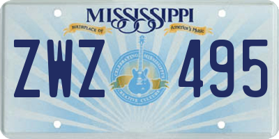MS license plate ZWZ495