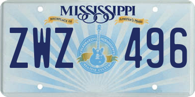 MS license plate ZWZ496