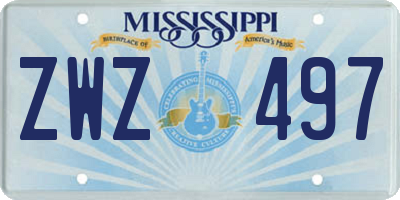 MS license plate ZWZ497