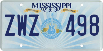 MS license plate ZWZ498