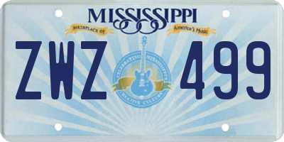 MS license plate ZWZ499