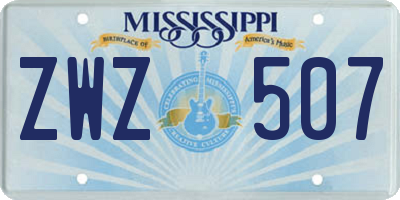 MS license plate ZWZ507