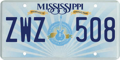 MS license plate ZWZ508