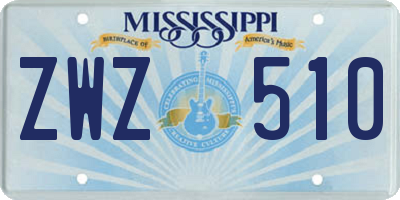 MS license plate ZWZ510