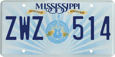MS license plate ZWZ514