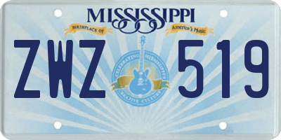 MS license plate ZWZ519