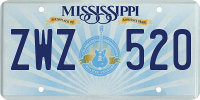 MS license plate ZWZ520