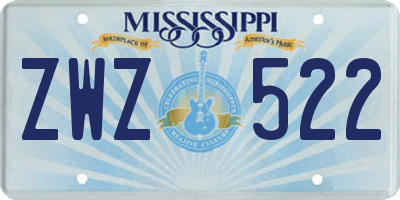 MS license plate ZWZ522