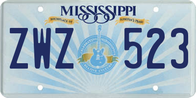 MS license plate ZWZ523