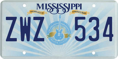 MS license plate ZWZ534