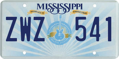 MS license plate ZWZ541