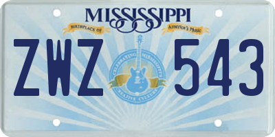MS license plate ZWZ543