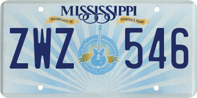 MS license plate ZWZ546