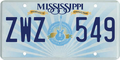 MS license plate ZWZ549