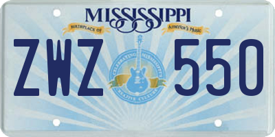 MS license plate ZWZ550
