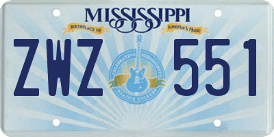 MS license plate ZWZ551