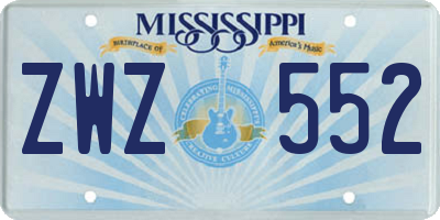 MS license plate ZWZ552