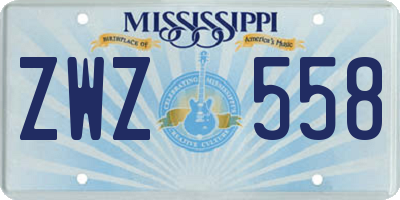 MS license plate ZWZ558