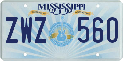 MS license plate ZWZ560