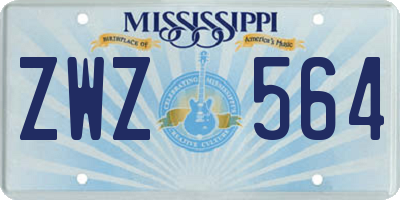 MS license plate ZWZ564
