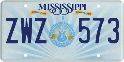 MS license plate ZWZ573