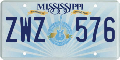 MS license plate ZWZ576