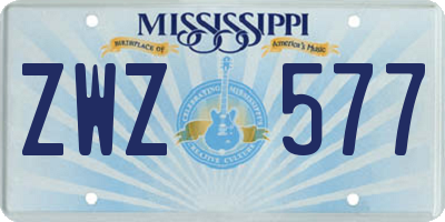 MS license plate ZWZ577