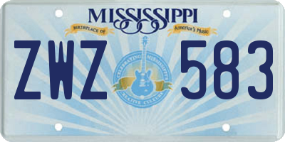 MS license plate ZWZ583