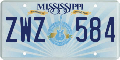 MS license plate ZWZ584