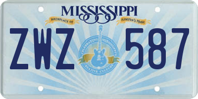 MS license plate ZWZ587