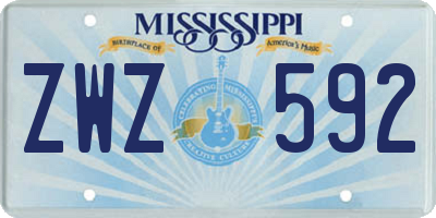 MS license plate ZWZ592