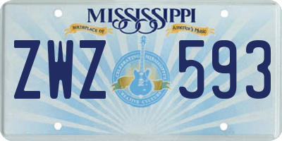 MS license plate ZWZ593