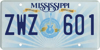 MS license plate ZWZ601