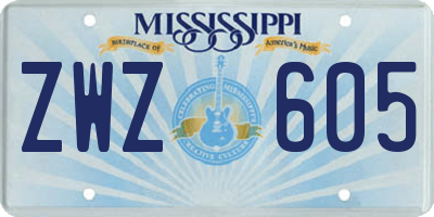 MS license plate ZWZ605