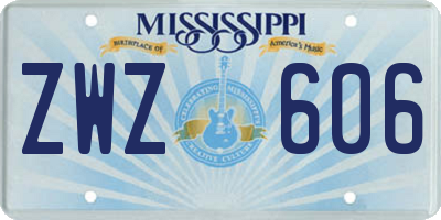 MS license plate ZWZ606