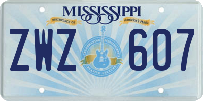MS license plate ZWZ607