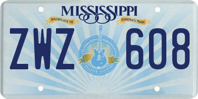 MS license plate ZWZ608