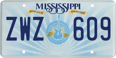 MS license plate ZWZ609