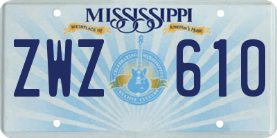 MS license plate ZWZ610