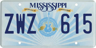 MS license plate ZWZ615