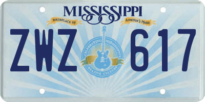 MS license plate ZWZ617