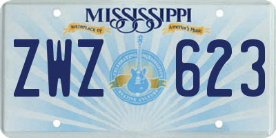 MS license plate ZWZ623