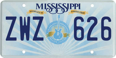 MS license plate ZWZ626