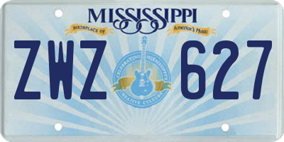MS license plate ZWZ627